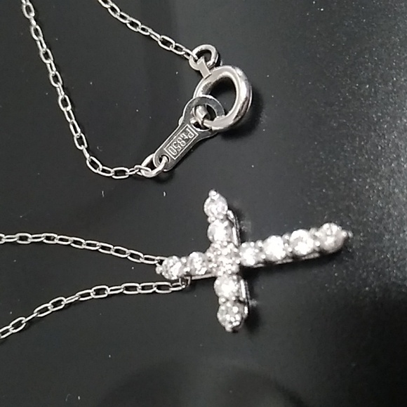 Platinum 0.2ct. Diamond Cross Necklace Jewelry - Authentic Platinum Genuine 0.2ct Diamonds Cross Necklace